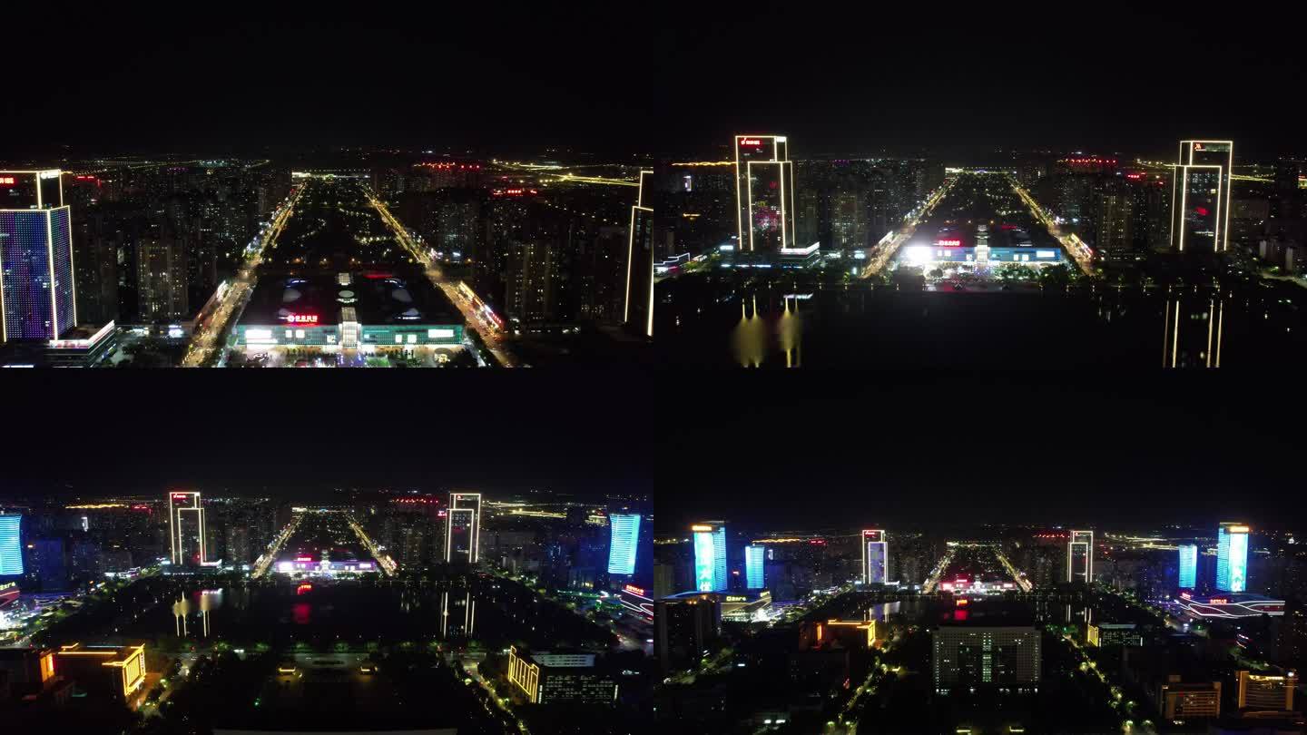 合集河南洛阳市政府新城夜景航拍