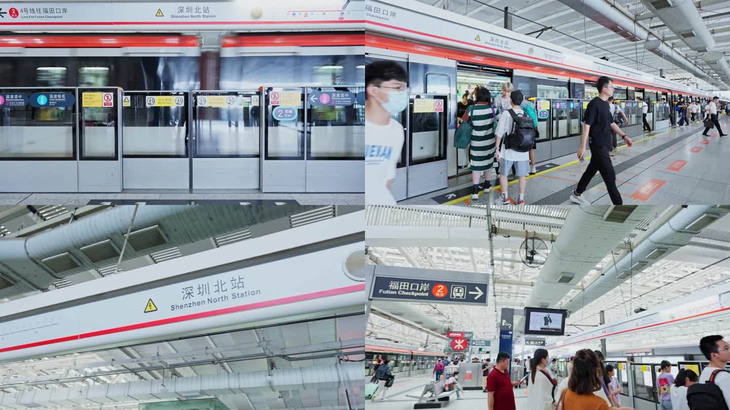 深圳地铁站台乘客人文人流素材