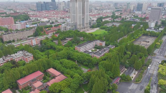 上海市复旦大学邯郸校区航拍校园风景风光素