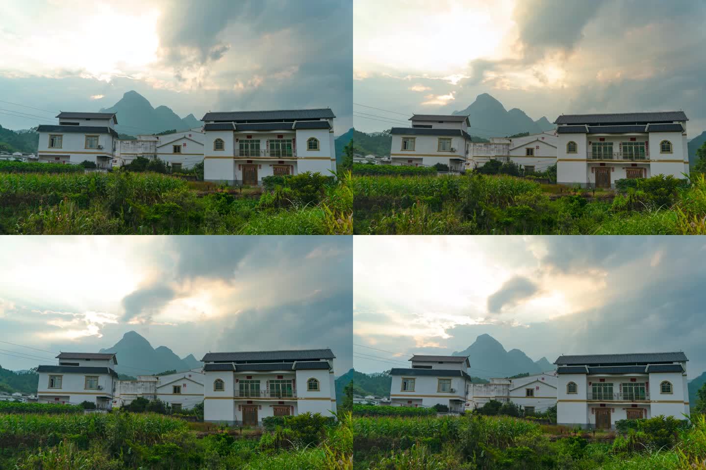 8K延时摄影 夕阳时光 大山里的村庄