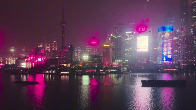 上海外滩夜间延时 黄浦江 江景 上海夜景