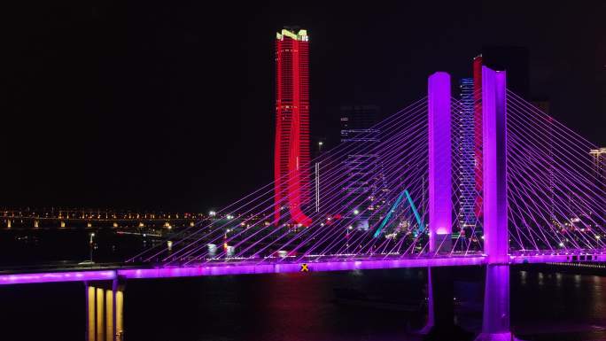 珠海横琴大桥夜景航拍