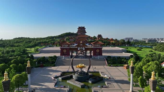 航拍徐州经济技术开发区宝莲寺佛教文化景区