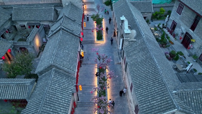 航拍徐州市戏马台户部山古建筑群夜景