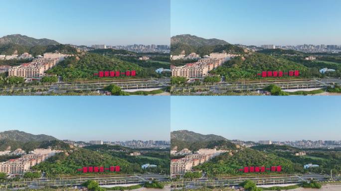 厦门海岸线一国两制沙滩航拍环岛路海边风景