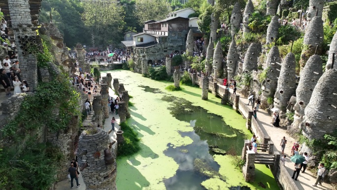 航拍贵阳夜郎谷景区4k