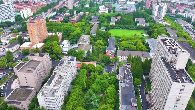 上海市华东理工大学徐汇校区航拍校园风景风