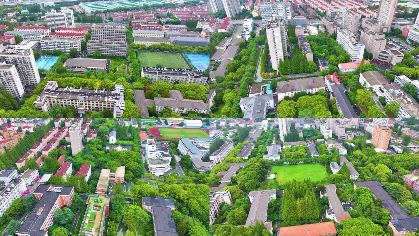 上海市华东理工大学徐汇校区航拍校园风景风