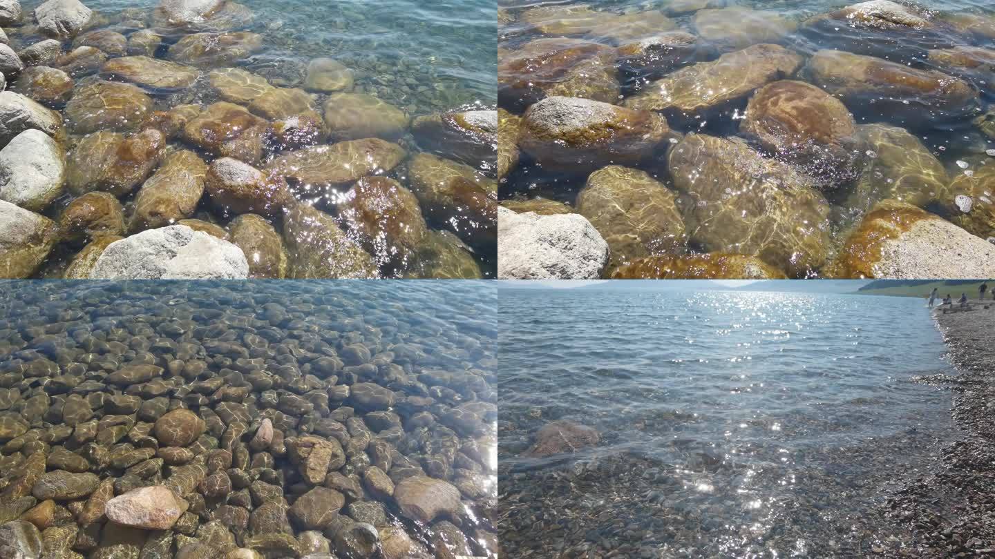 赛里木湖清澈的水面