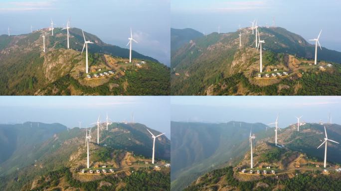 风力发电 风车 露营 山顶 括苍山