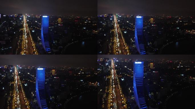 四川成都城市夜景航拍-欧洲中心