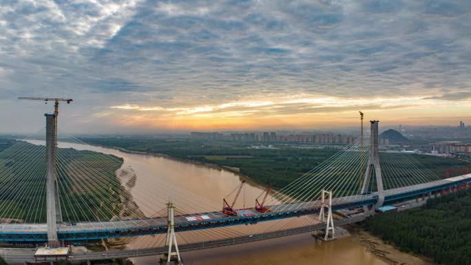济南黄河大桥航拍延时