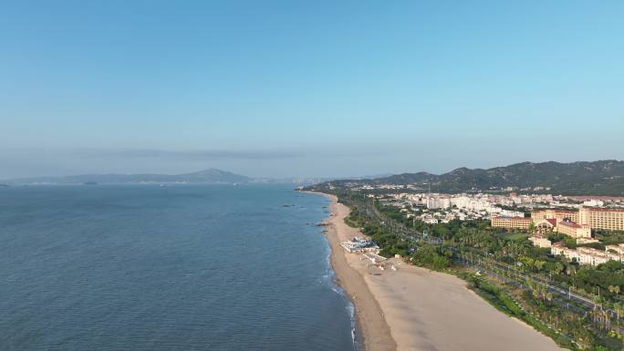 厦门海岸线沙滩风光航拍环岛南路椰风寨风景