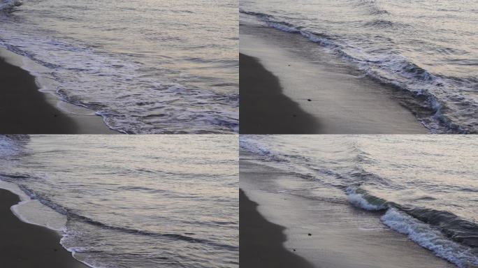 沙滩海水特写潮汐浪花拍打海岸海边涨潮退潮