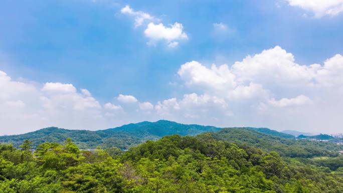 早晨小清新天空白云山脉延时