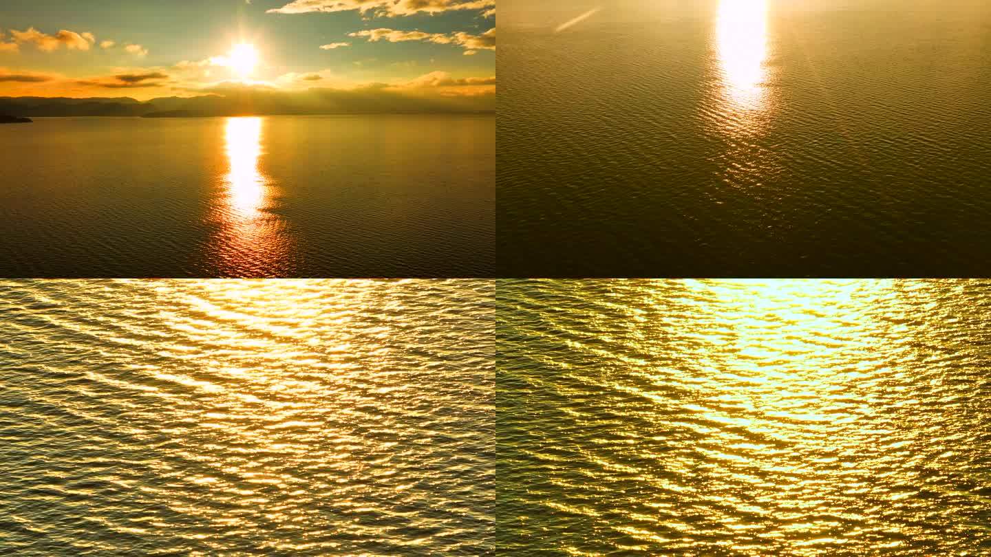 日出水面湖面波光粼粼