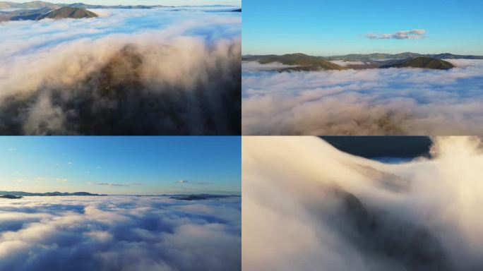 山峰云海云雾缭绕航拍