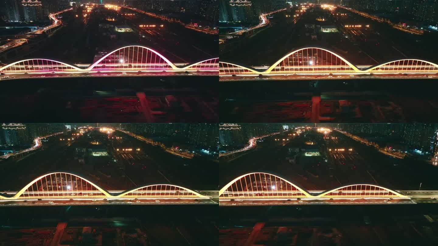 郑州铁路北站北三环跨铁路大桥夜景