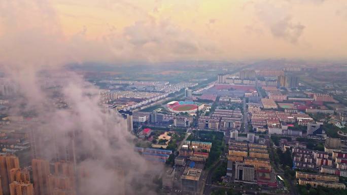 东北辽宁盘锦城市风景航拍街道