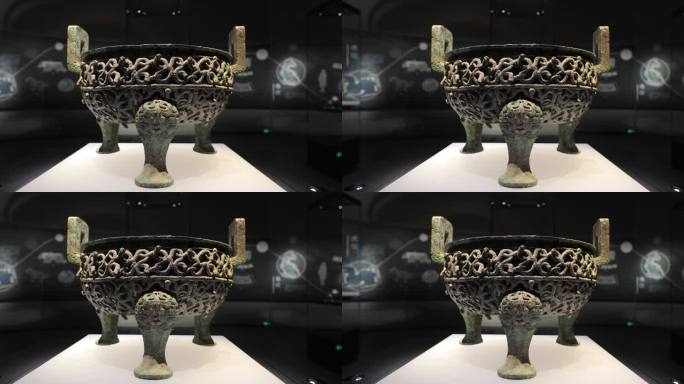 4K拍摄蟠蛇纹镂空鼎春秋山西博物院藏品