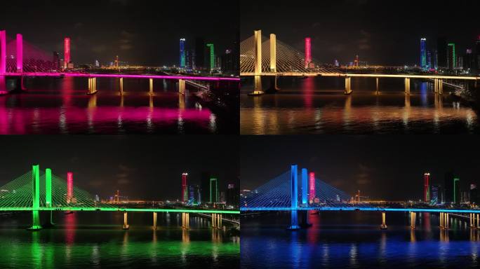 珠海横琴大桥夜景航拍
