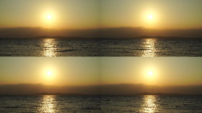 大海日出海面阳光海水波光粼粼太阳照射水面