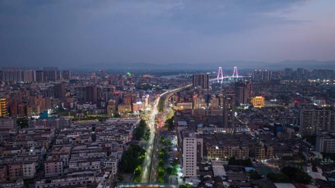 揭阳/繁华夜景/城市天际线航拍延时