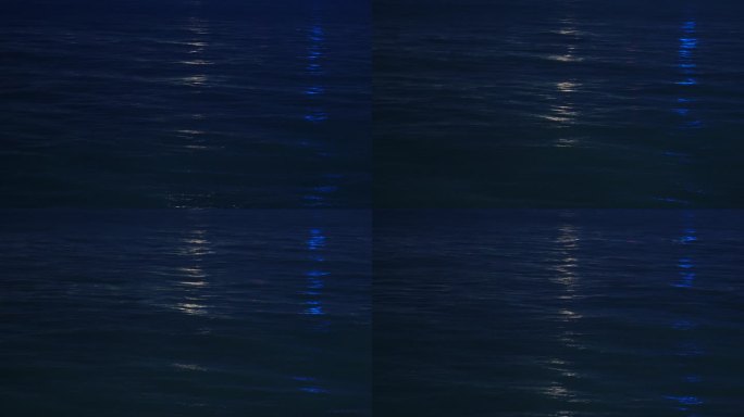夜晚湖面水面海面灯光波光粼粼俯拍特写波纹