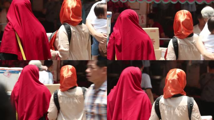 两个带红头巾的女人