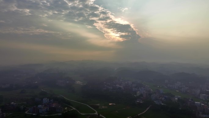 航拍粤西乡村气息住房荒山原始丘岭