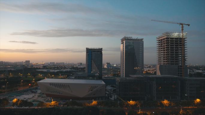 （4K）日落夕阳黄昏傍晚建筑工地