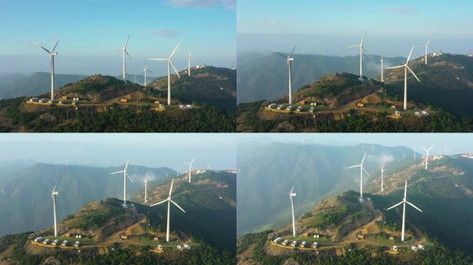 风力发电  风车 露营 山顶   括苍山