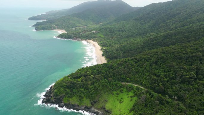 空中盘旋竹海滩，高兰塔区，泰国