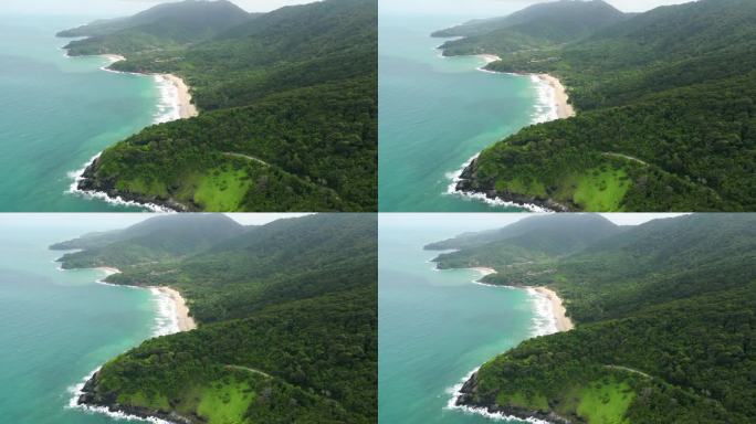 空中盘旋竹海滩，高兰塔区，泰国