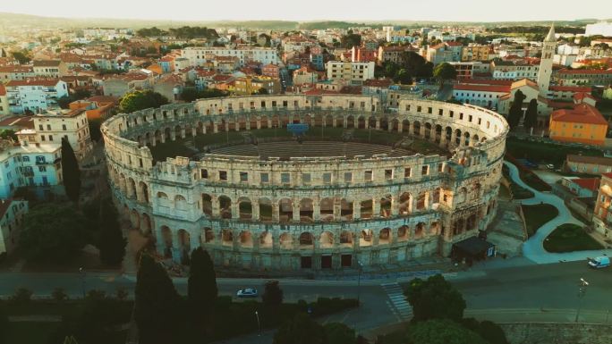 普拉竞技场的鸟瞰图，一个罗马圆形剧场