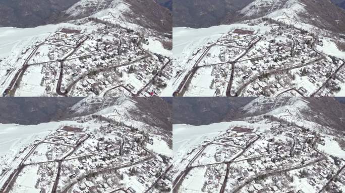 智利，高海拔轨道建立了充满雪的Farellones山村，生态友好的街道和房屋