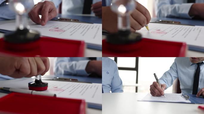 企业主的负责人正在合同上签字并盖章