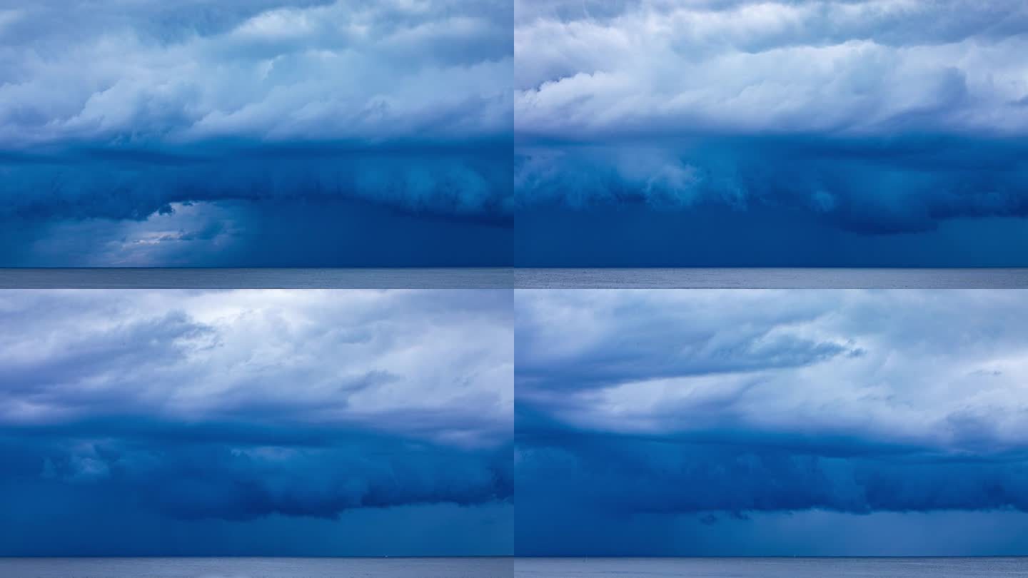 海洋上空形成的戏剧性风暴云的延时拍摄