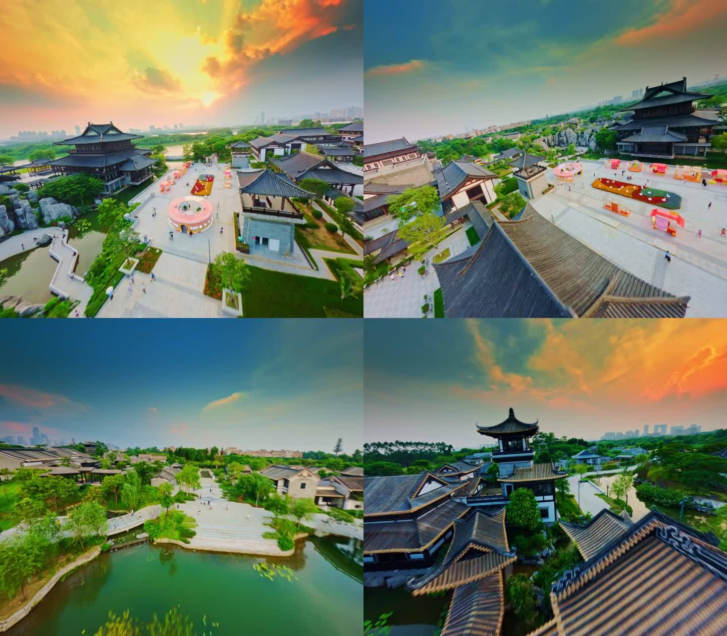 广州古风古楼新文化馆穿越机航拍4K视频