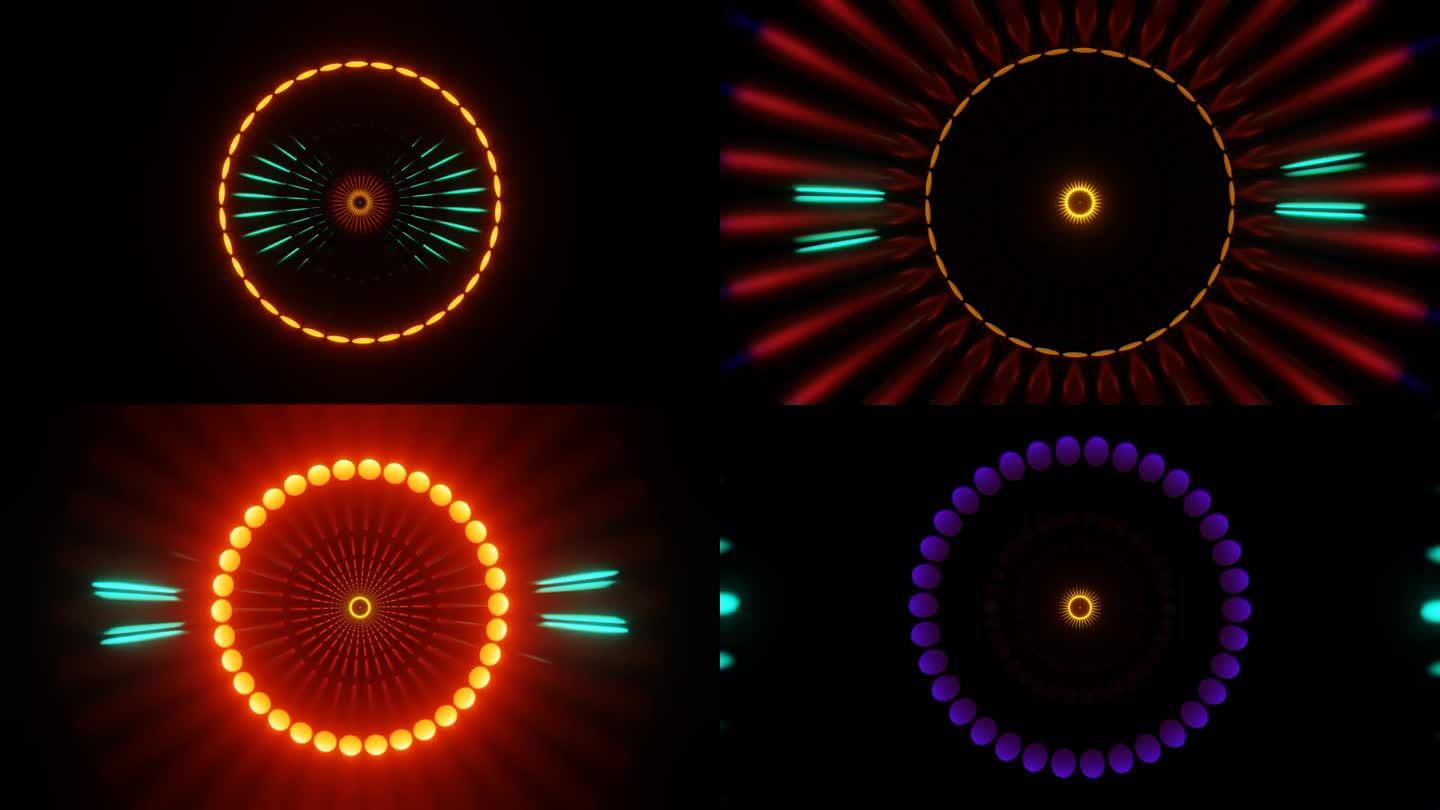 VJ循环与无缝节奏闪烁迪斯科图案在充满活力的霓虹灯。