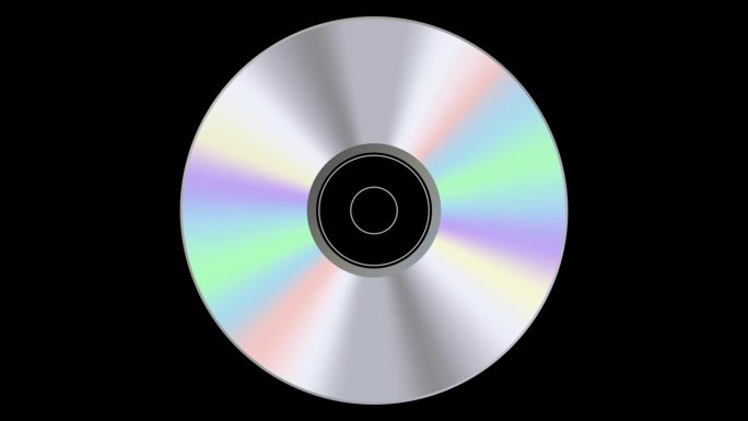 光盘旋转黑色背景。DVD光盘与闪亮的颜色。阿尔法频道，靠近。