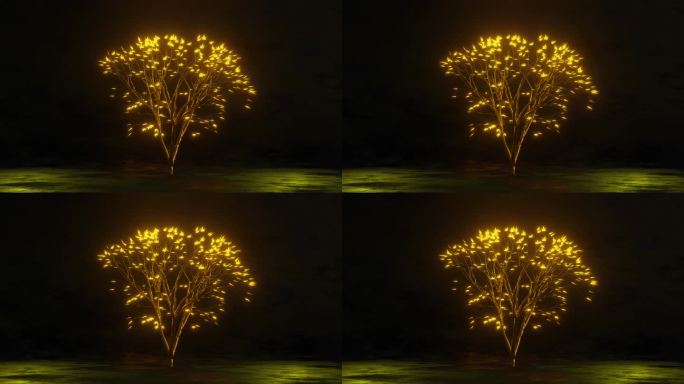 一个抽象的LED霓虹灯树3D循环动画背景是一个视觉上令人惊叹和未来主义的设计