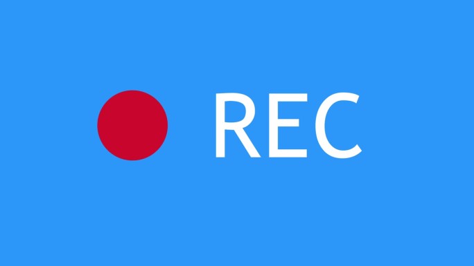 4k简单的“rec”文本摄像头屏幕录制动画。记录图标无缝动画与红点闪烁。视频记录运动图形在超高清分辨