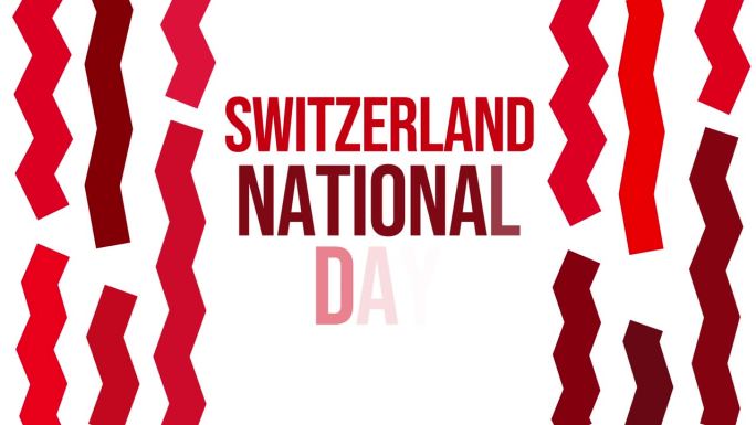 瑞士国庆日背景与红色形状和排版。8月1日是瑞士的国庆日