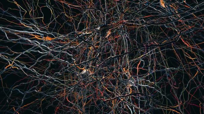 具有传递突触、神经元或神经细胞的神经元连接的神经网络- 3d插图
