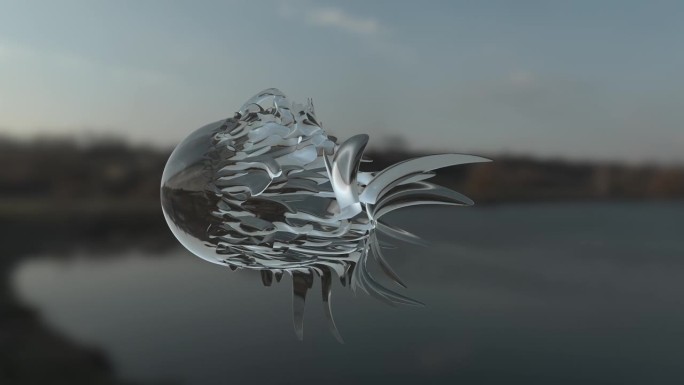 奇异的超现实液体流体透明流动的形状