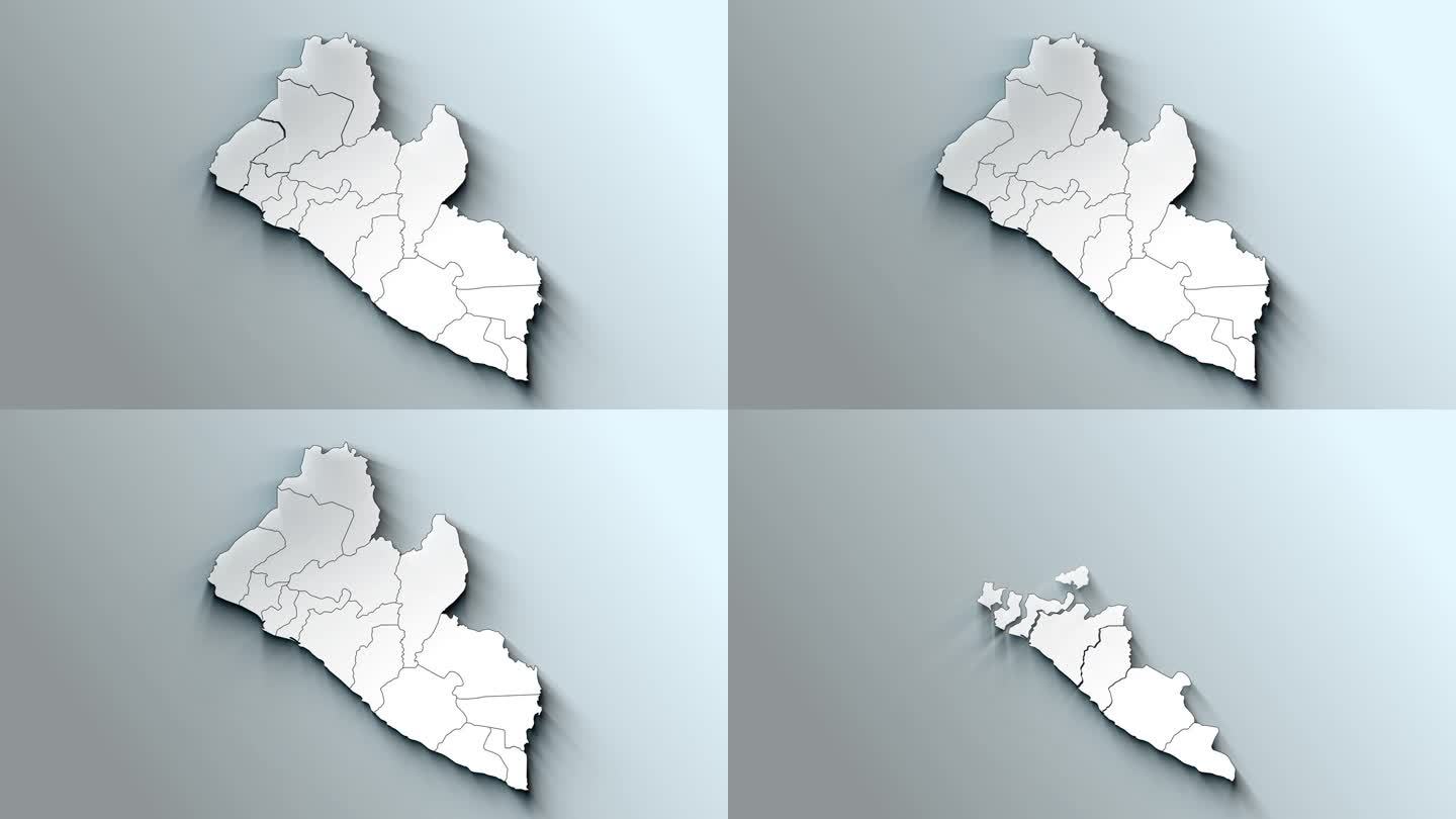 带国家的现代利比里亚白色地图