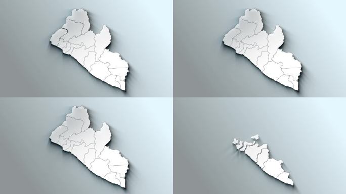 带国家的现代利比里亚白色地图