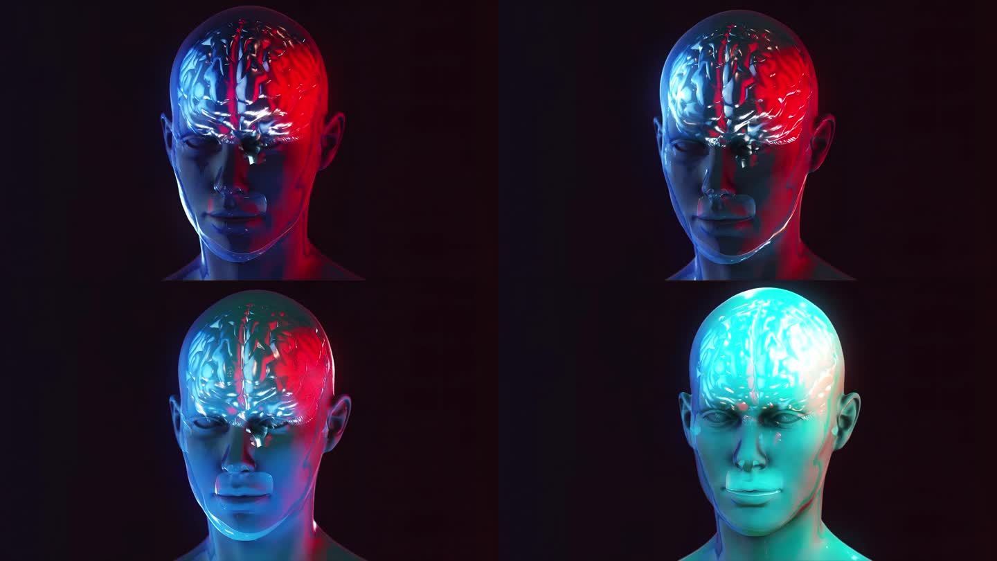 数字脸，生成AI概念背景