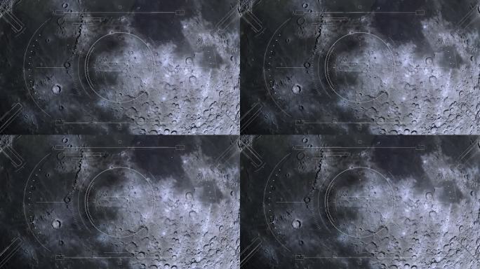 利用HUD技术进行月球表面探测。科幻概念的动态图形